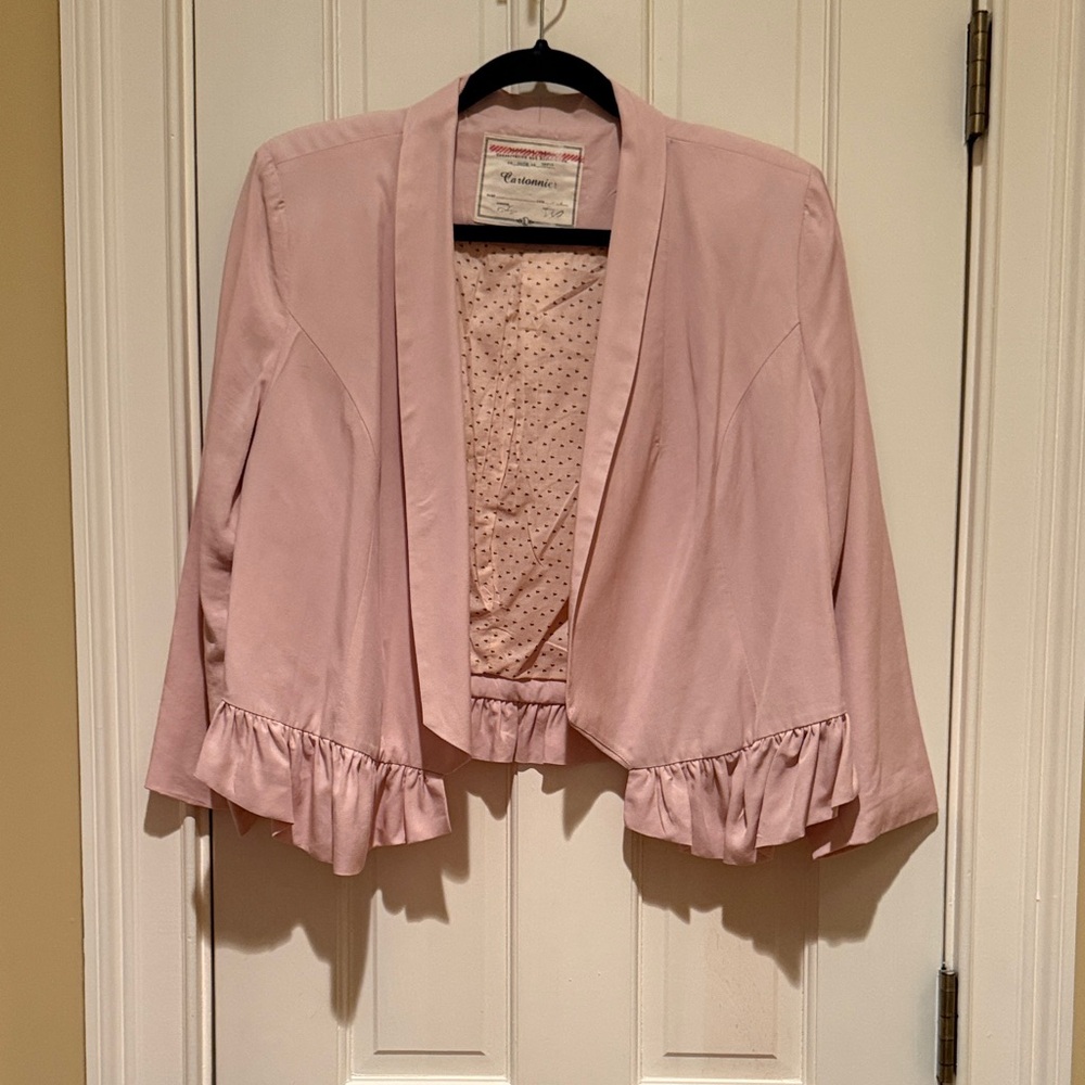 Cartonnier Blush Ruffle Hem Blazer Anthropologie